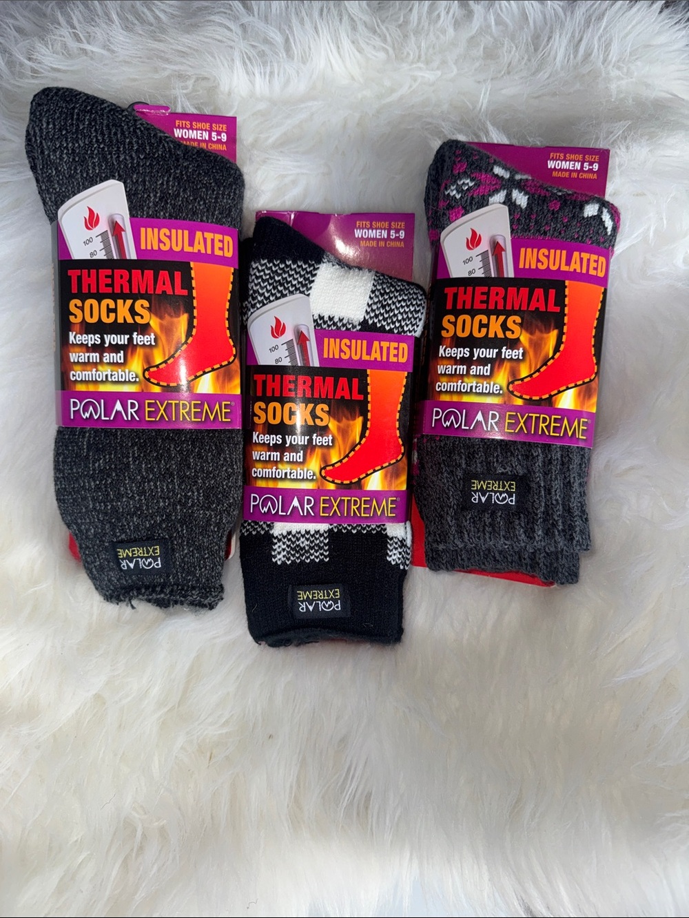 Polar Extreme Women's Insulated Black and Gray Thermal Socks